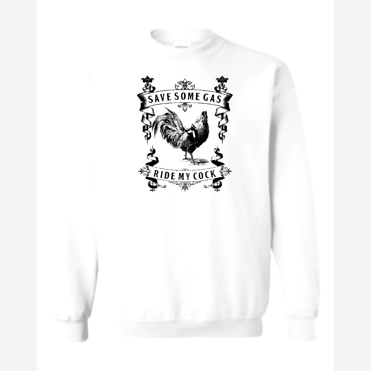 Save Some Gas (Rooster) — Crewneck Sweatshirt / White