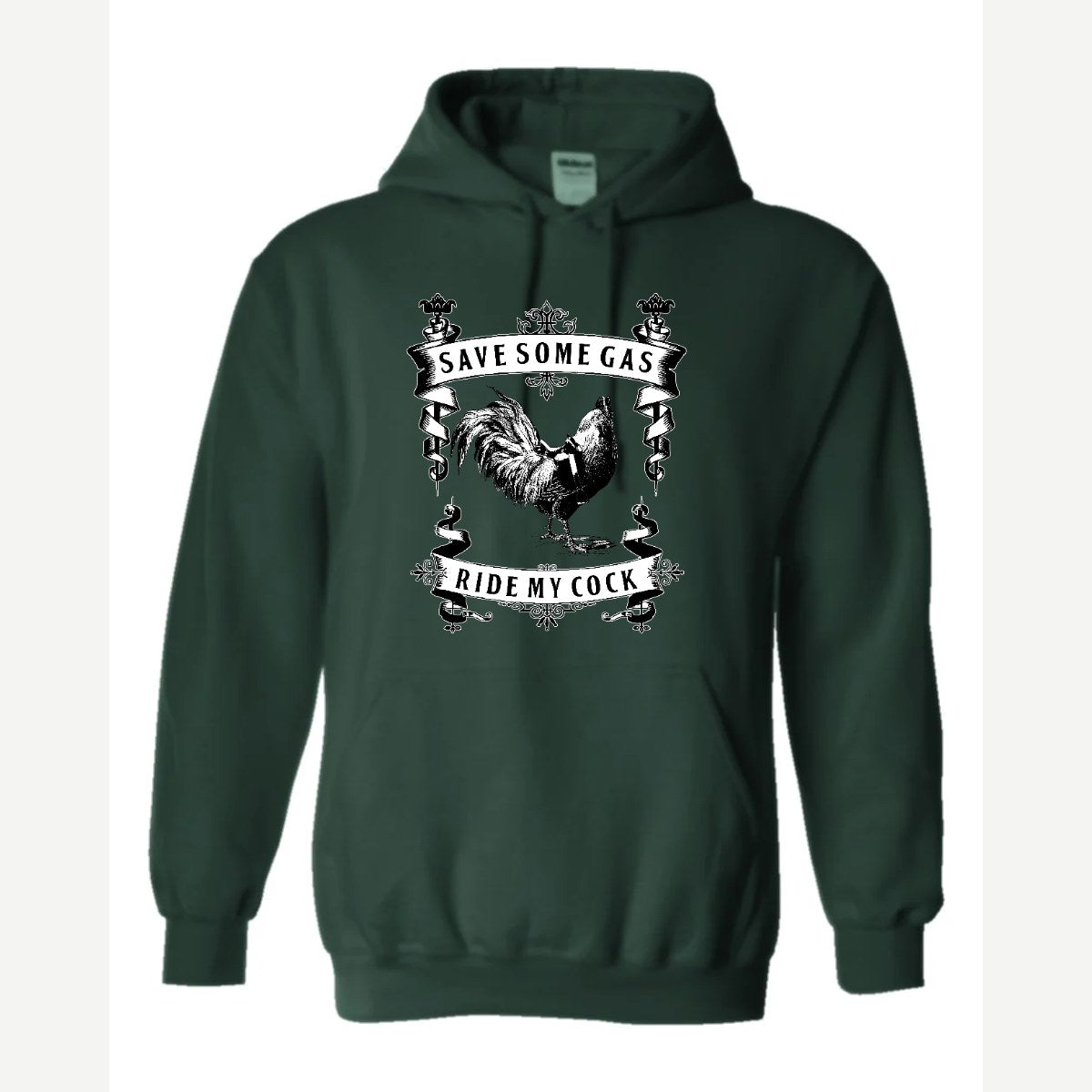 Save Some Gas (Rooster) — Hoodie / Forest Green