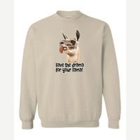Save the Drama for Your Llama! — Crewneck Sweatshirt / Sand