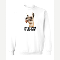 Save the Drama for Your Llama! — Crewneck Sweatshirt / White