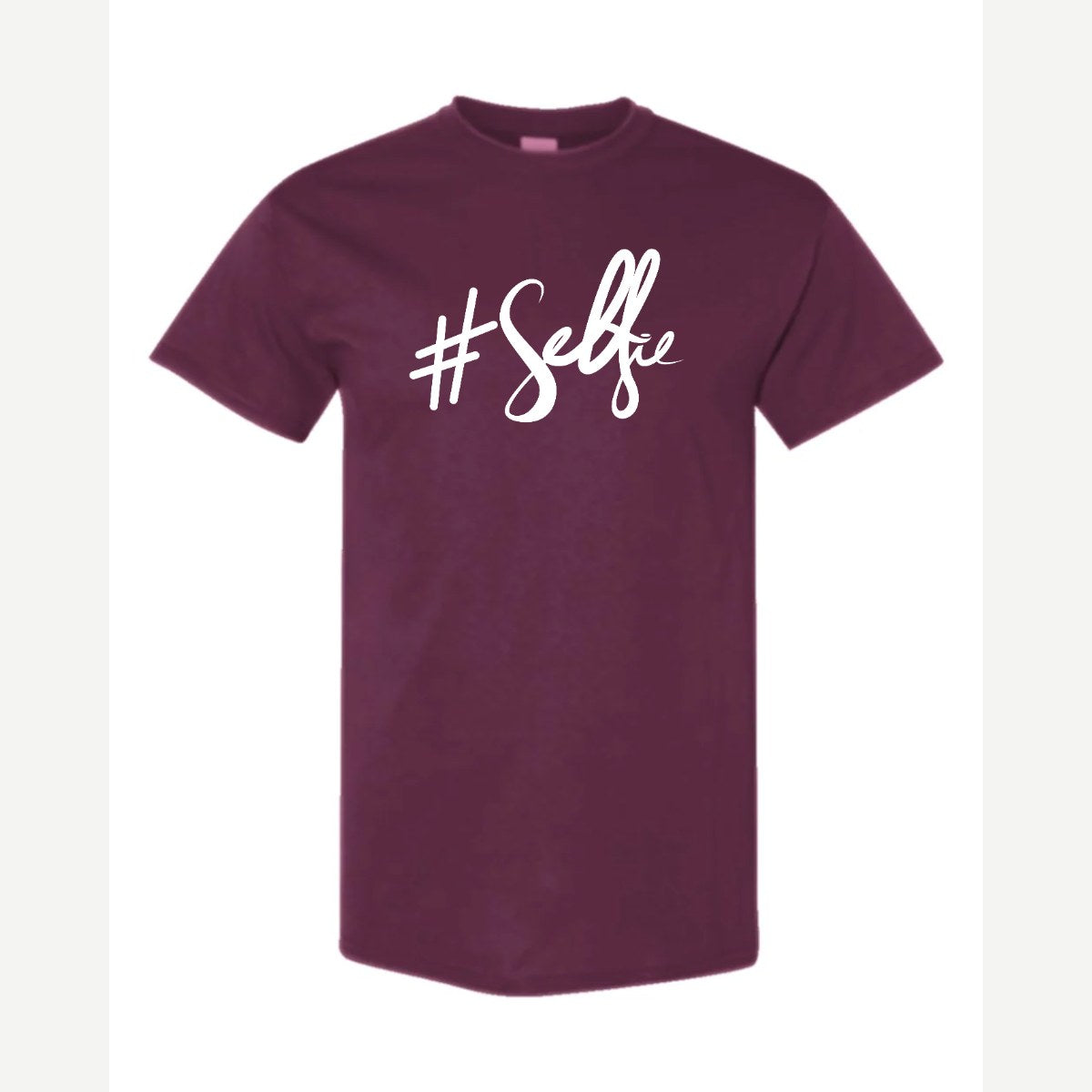 #Selfie (Script) — Classic Tee / Maroon