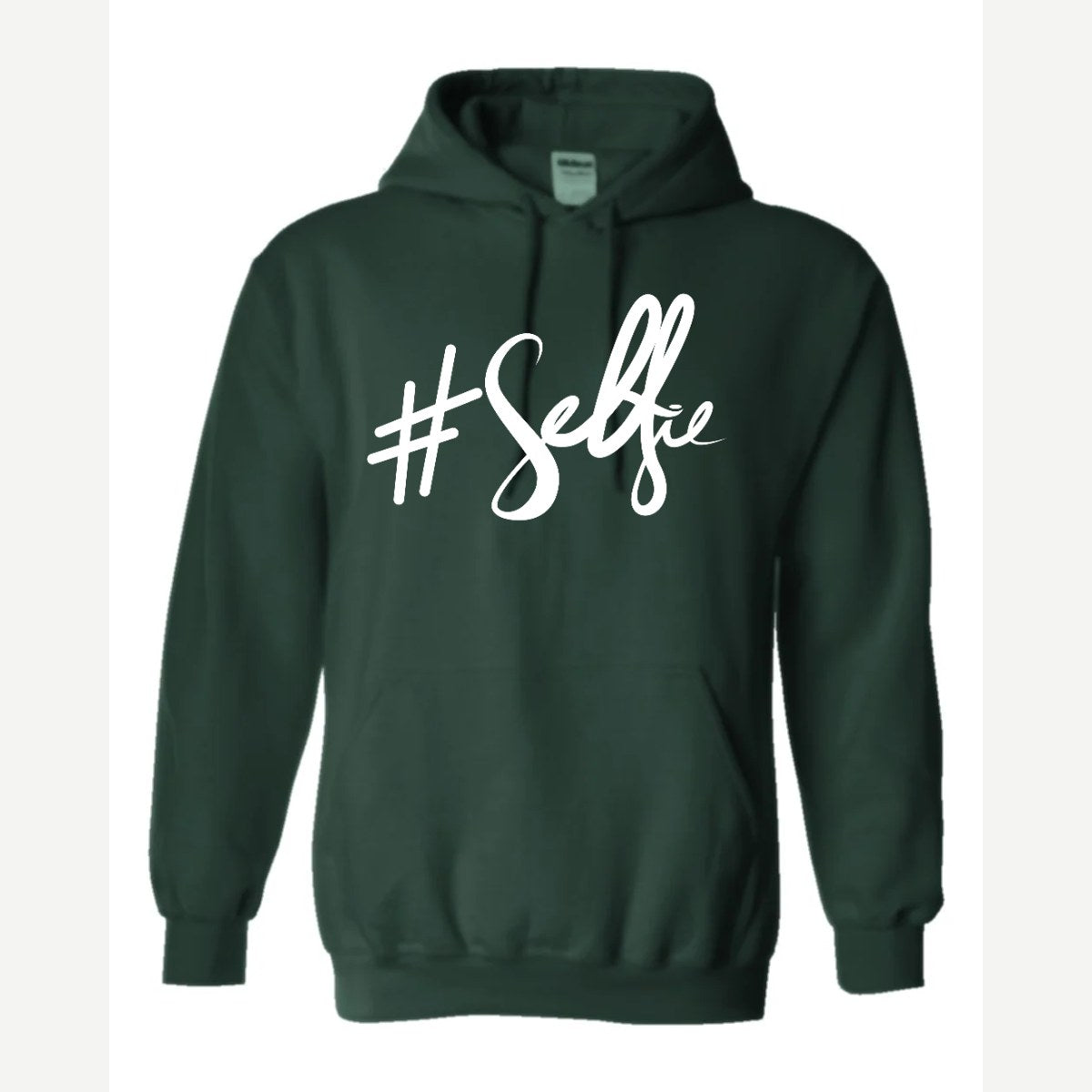 #Selfie (Script) — Hoodie / Forest Green