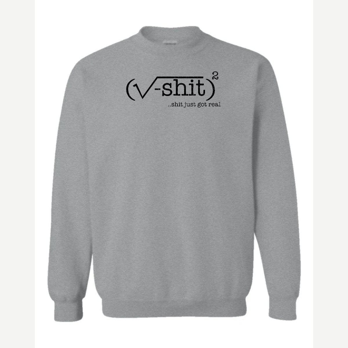 (√-sh*t)² – It Just Got Real — Crewneck Sweatshirt / Sport Grey