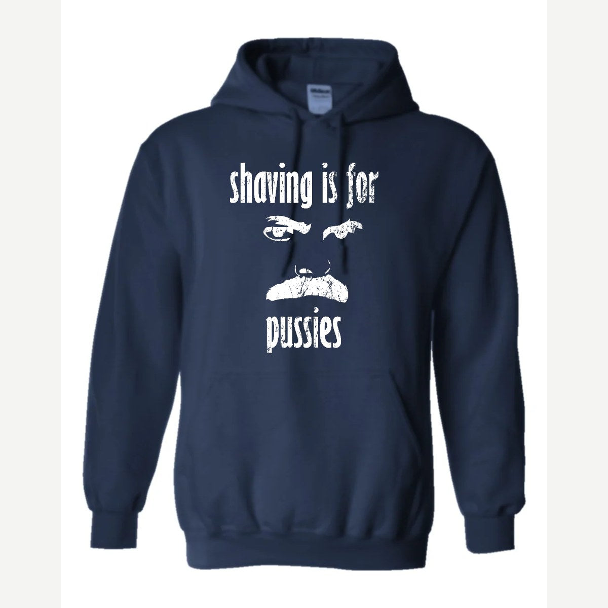 Shaving Is For… (Mustache) — Hoodie / Navy