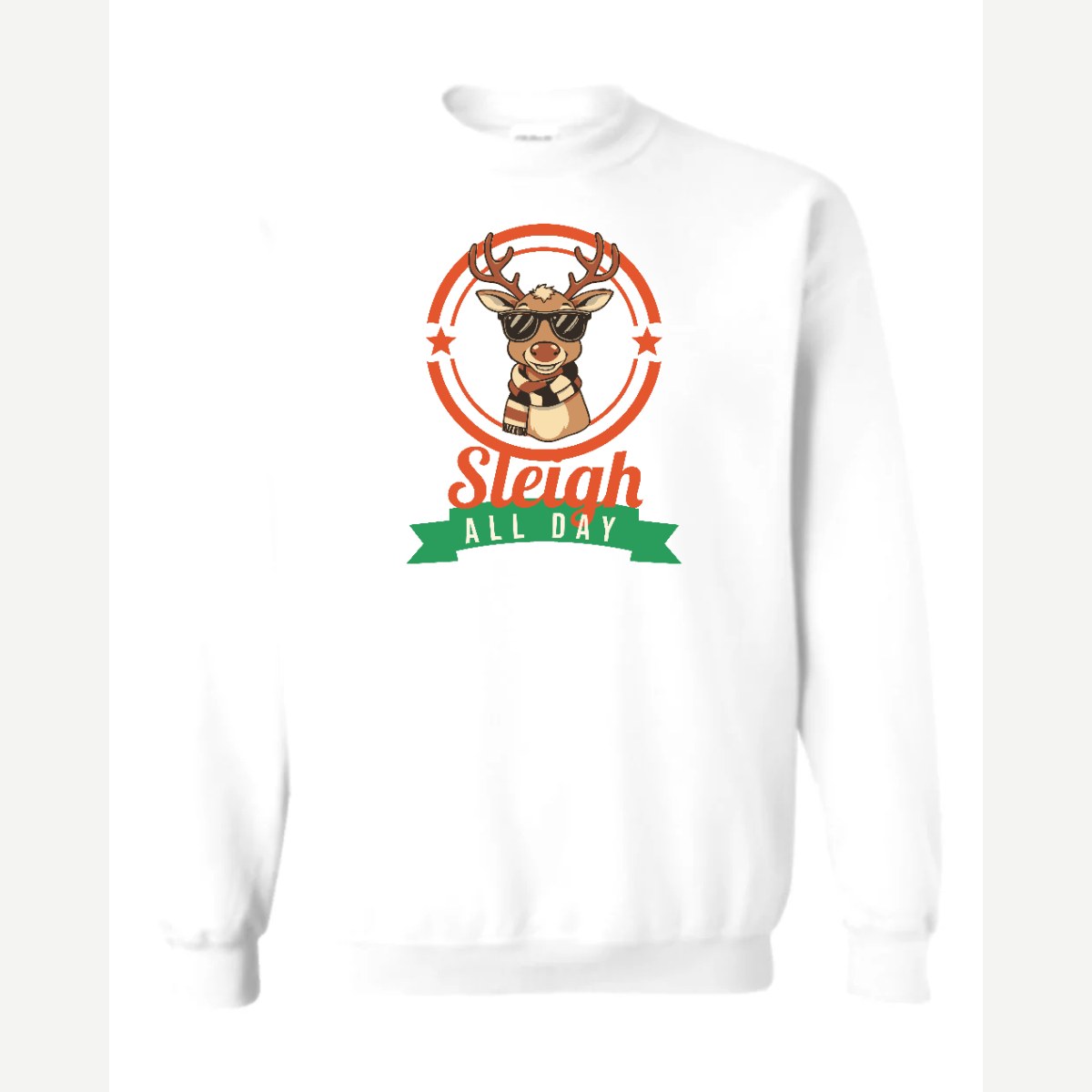 Sleigh All Day — Crewneck Sweatshirt / White