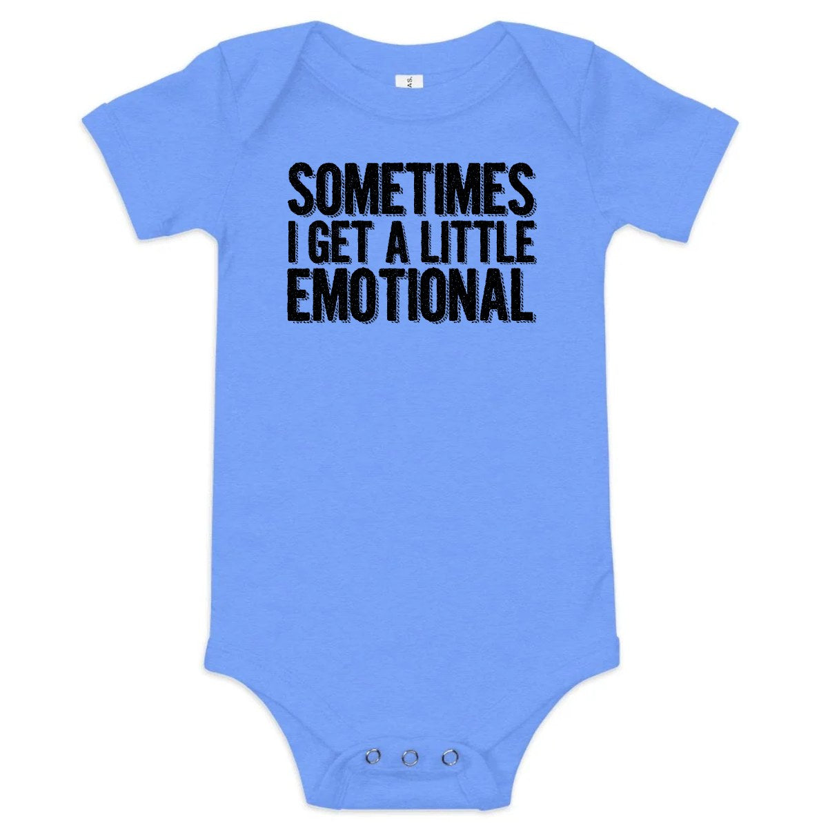 Sometimes I Get a Little Emotional — Baby Bodysuit / Heather Columbia Blue