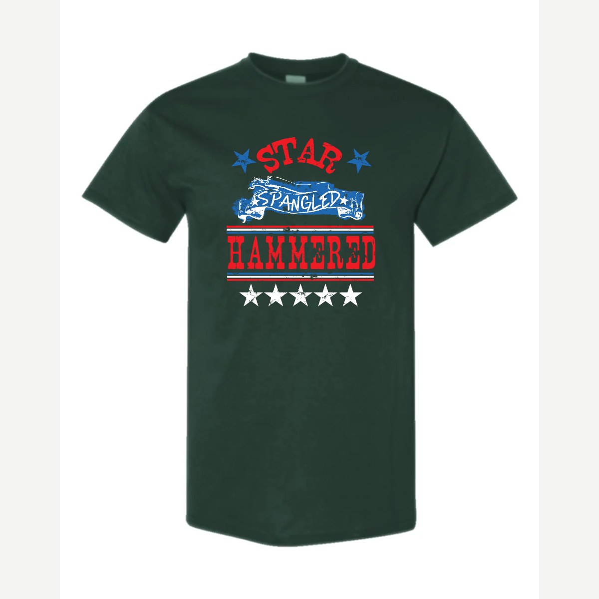 Star Spangled Hammered — Classic Tee / Forest Green