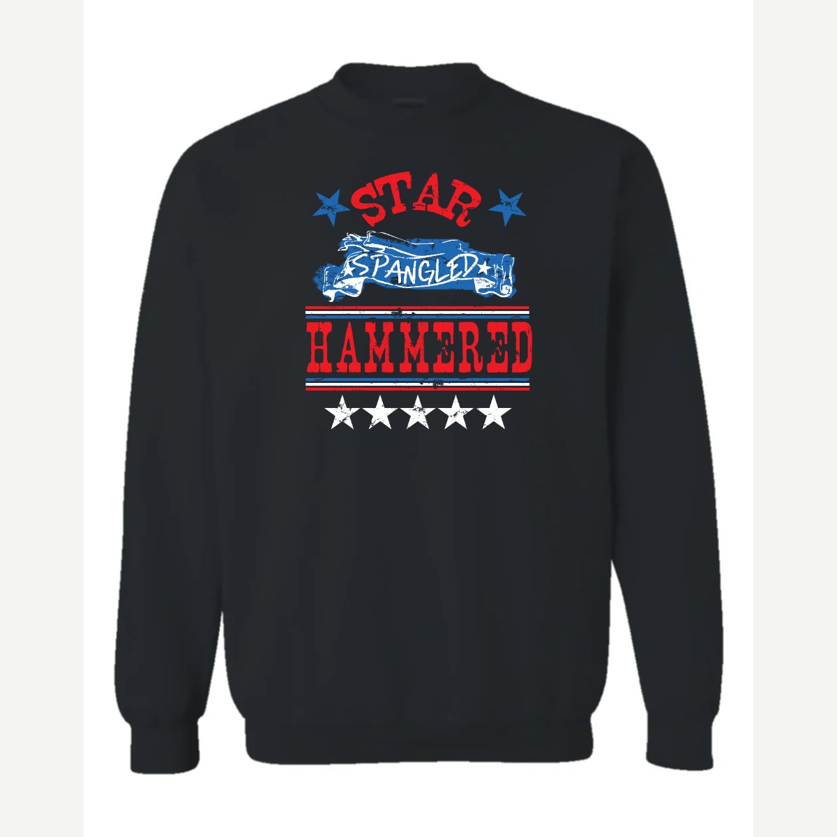 Star Spangled Hammered — Crewneck Sweatshirt / Black