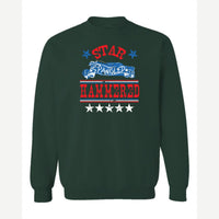 Star Spangled Hammered — Crewneck Sweatshirt / Forest Green