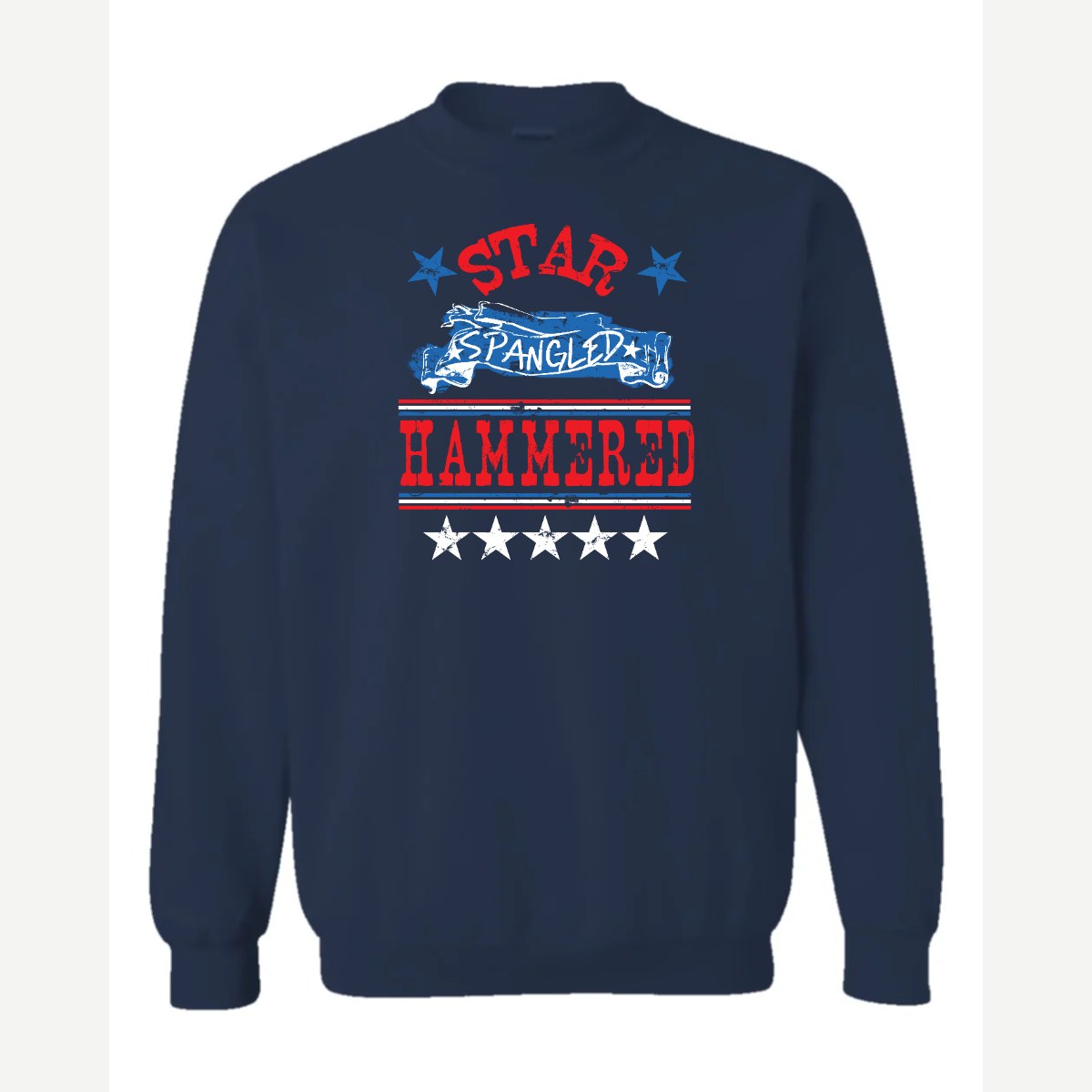 Star Spangled Hammered — Crewneck Sweatshirt / Navy