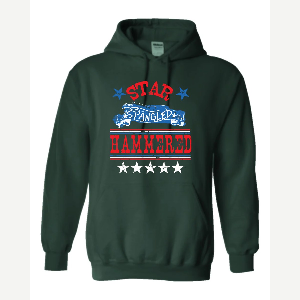 Star Spangled Hammered — Hoodie / Forest Green