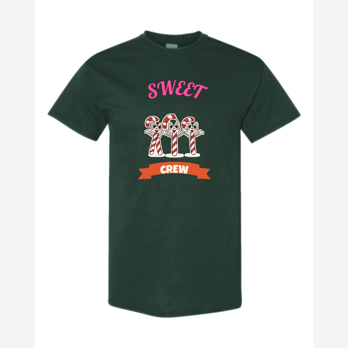 Sweet Crew (Candy Canes) — Classic Tee / Forest Green