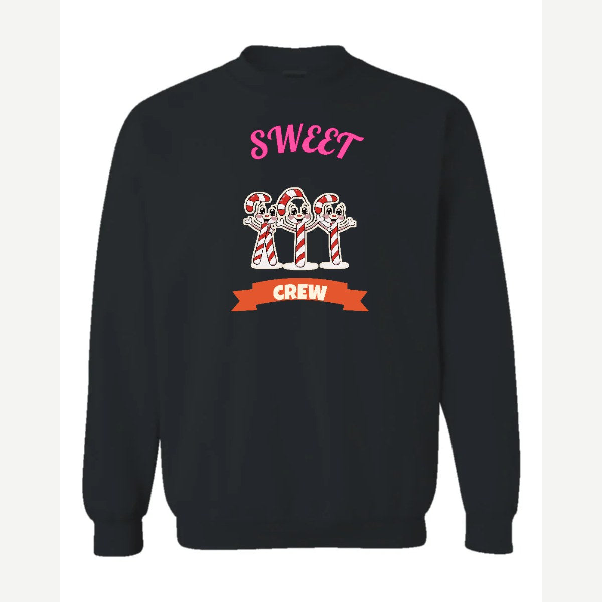 Sweet Crew (Candy Canes) — Crewneck Sweatshirt / Black