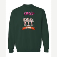 Sweet Crew (Candy Canes) — Crewneck Sweatshirt / Forest Green