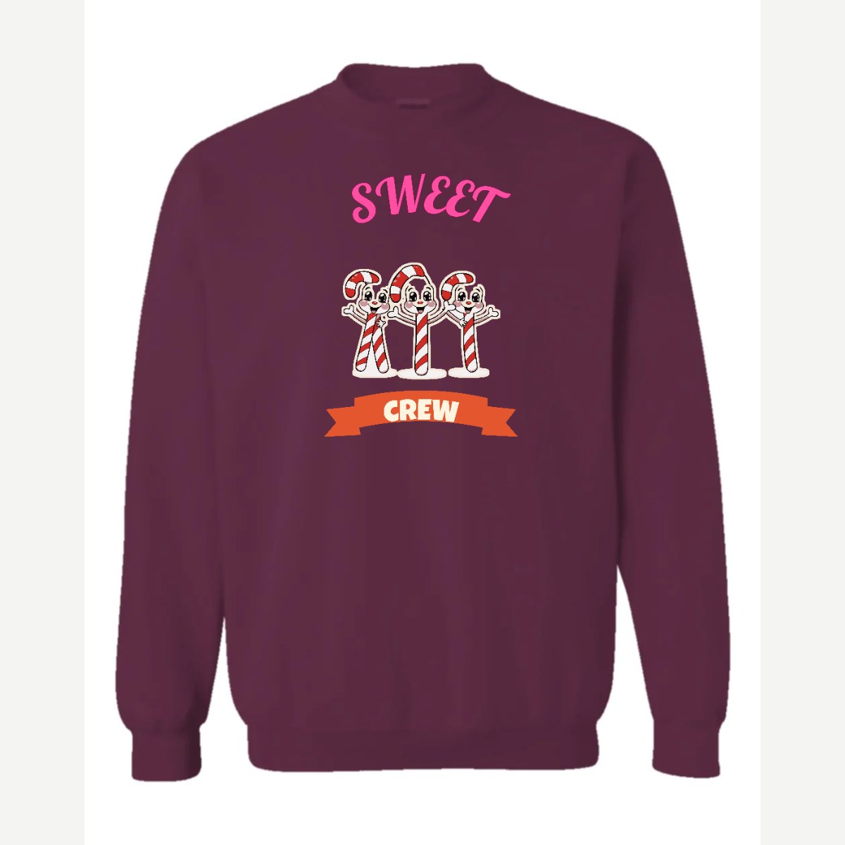 Sweet Crew (Candy Canes) — Crewneck Sweatshirt / Maroon
