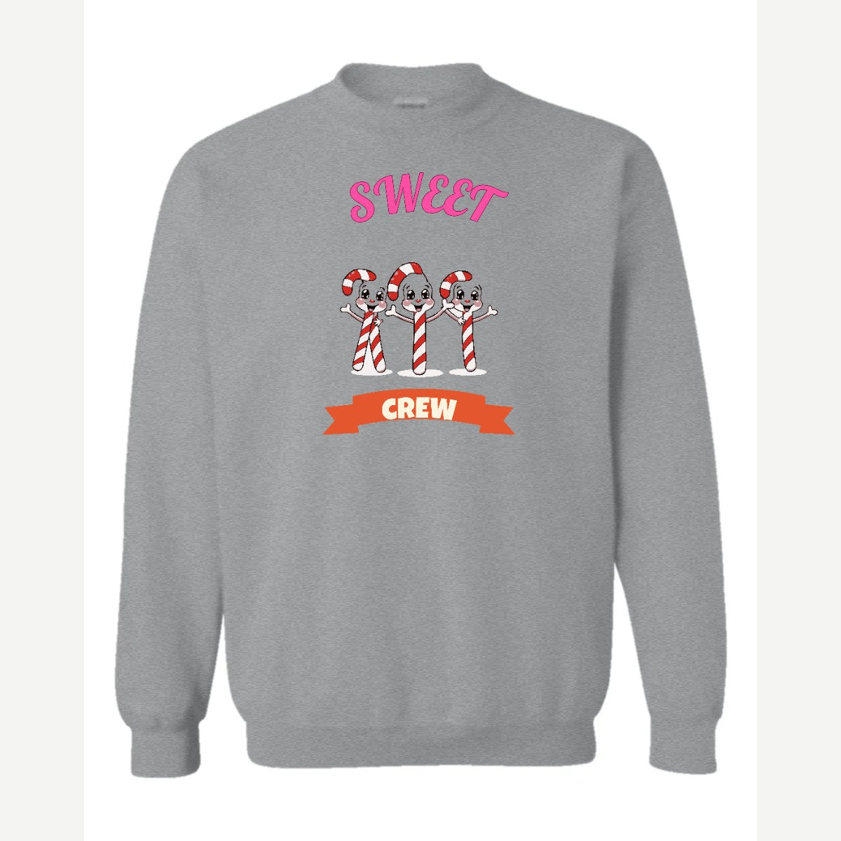 Sweet Crew (Candy Canes) — Crewneck Sweatshirt / Sport Grey