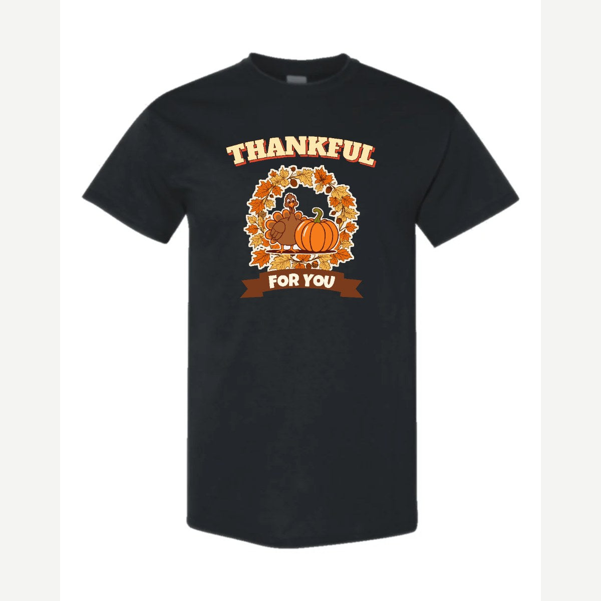 Thankful for You (Turkey & Pumpkin) — Classic Tee / Black