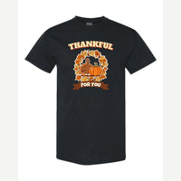 Thankful for You (Turkey & Pumpkin) — Classic Tee / Black