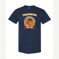 Thankful for You (Turkey & Pumpkin) — Classic Tee / Navy