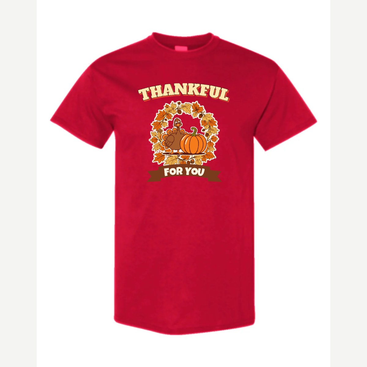 Thankful for You (Turkey & Pumpkin) — Classic Tee / Red