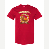 Thankful for You (Turkey & Pumpkin) — Classic Tee / Red