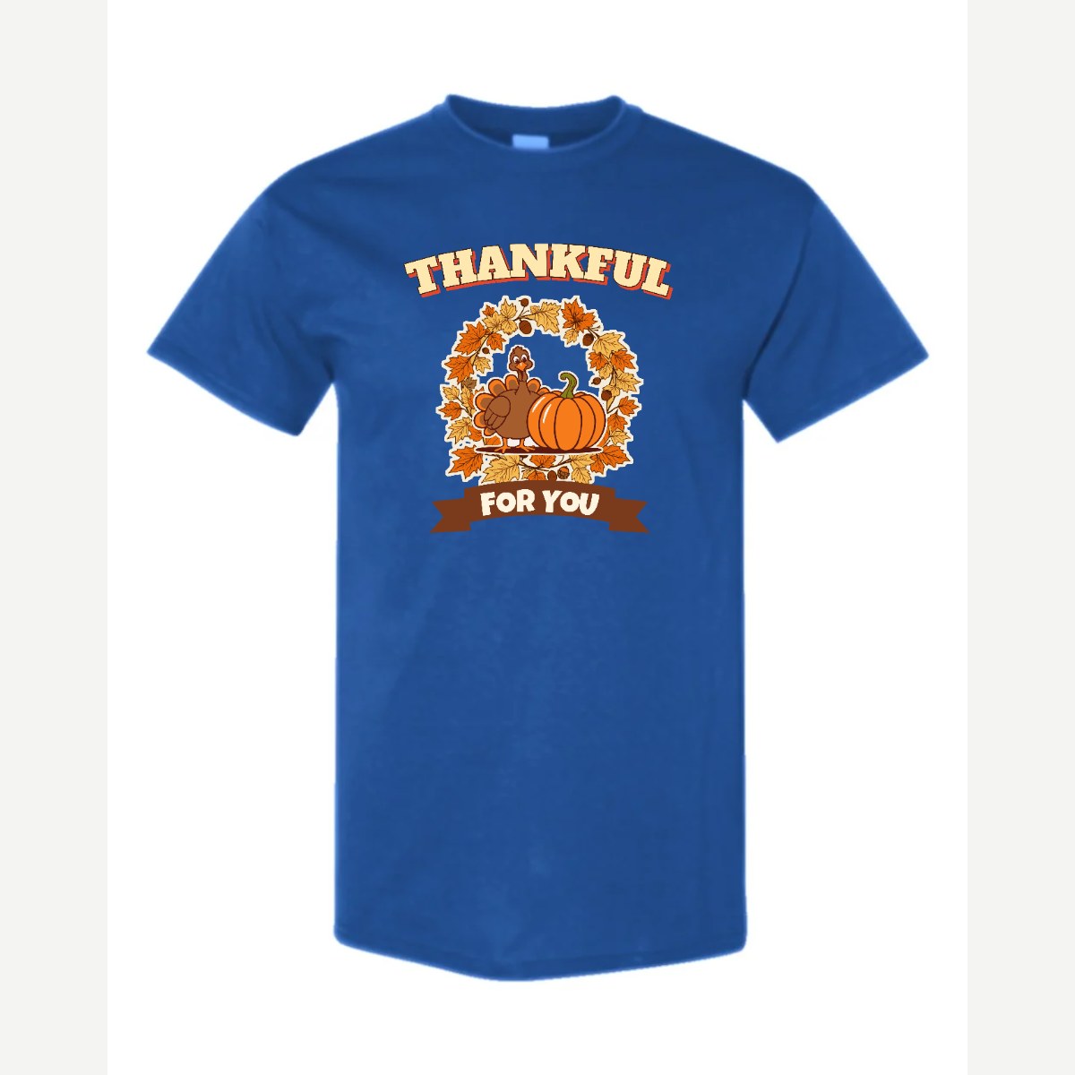 Thankful for You (Turkey & Pumpkin) — Classic Tee / Royal