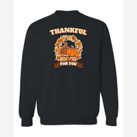 Thankful for You (Turkey & Pumpkin) — Crewneck Sweatshirt / Black