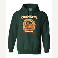 Thankful for You (Turkey & Pumpkin) — Hoodie / Forest Green