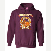 Thankful for You (Turkey & Pumpkin) — Hoodie / Maroon