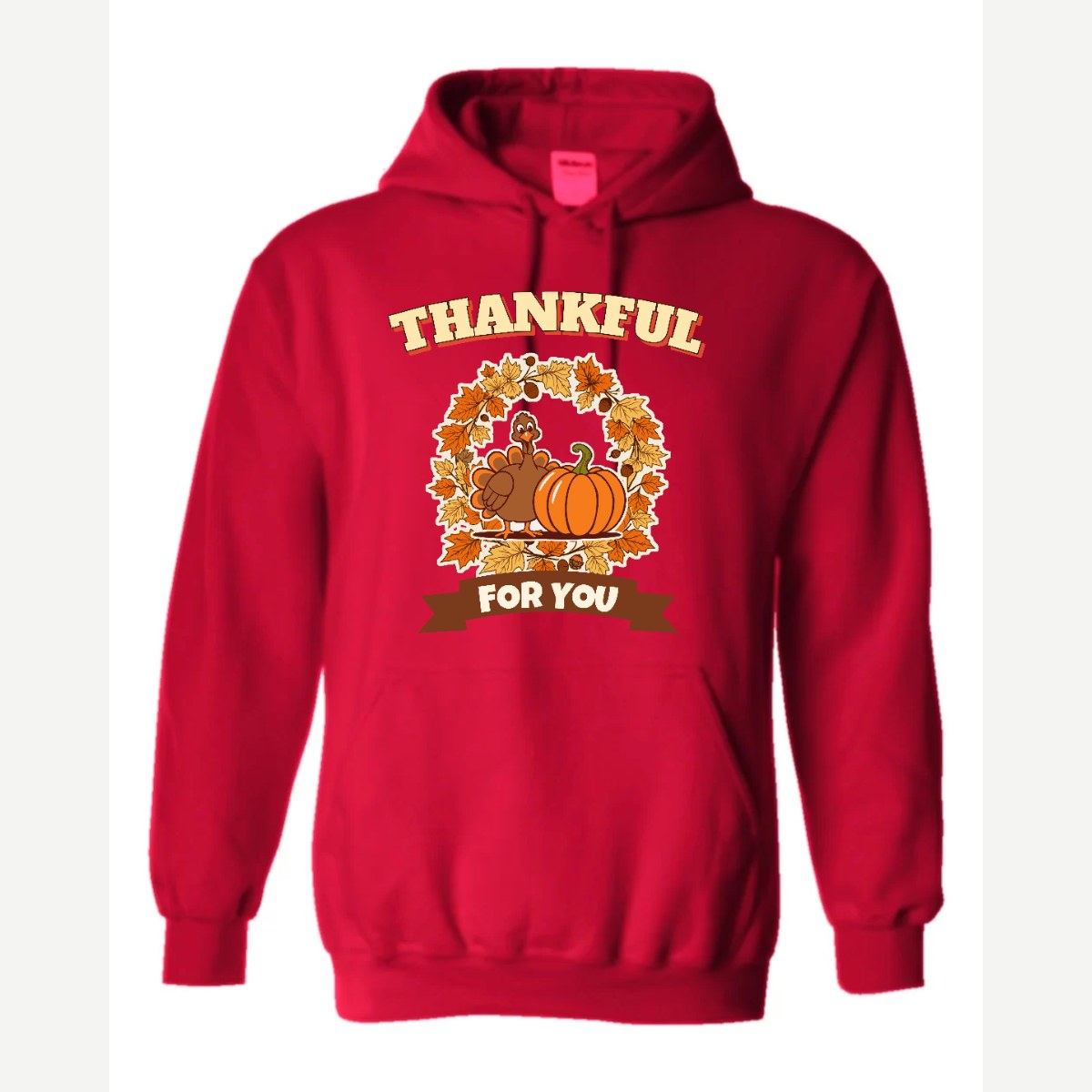 Thankful for You (Turkey & Pumpkin) — Hoodie / Red