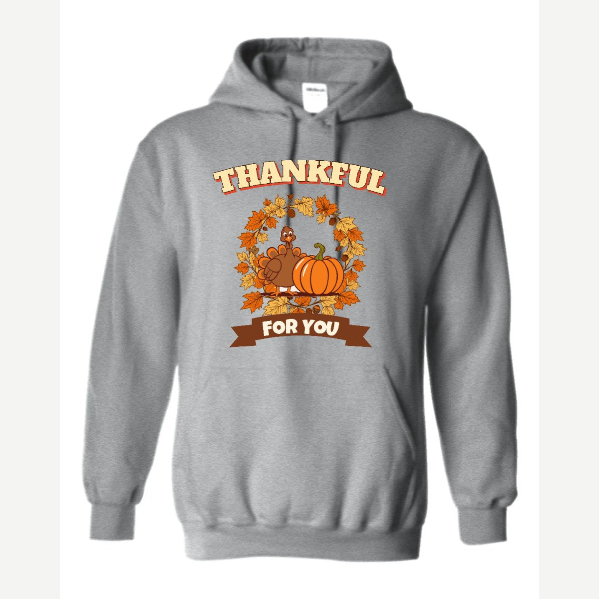 Thankful for You (Turkey & Pumpkin) — Hoodie / Sport Grey