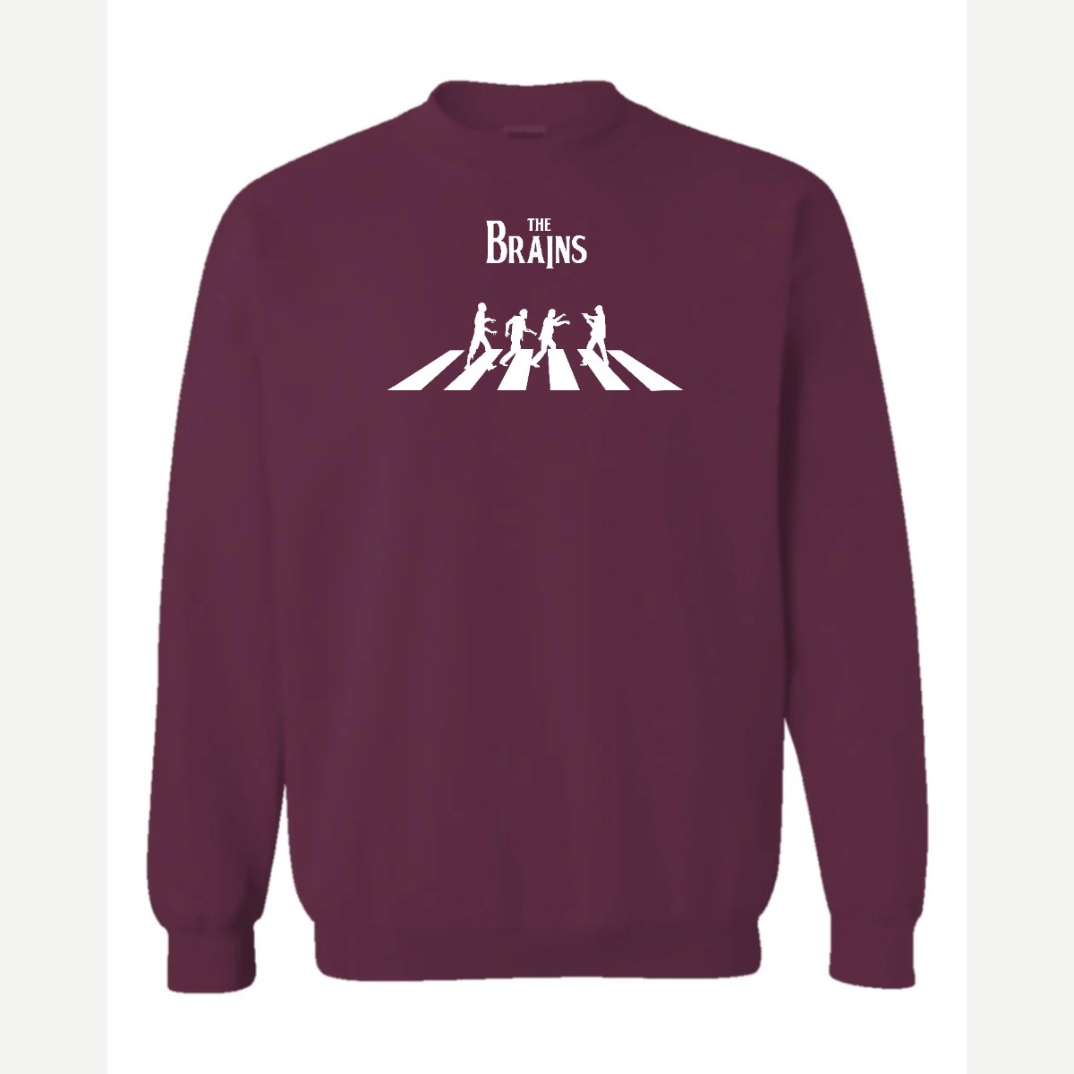 The Brains (Zombie Crosswalk) — Crewneck Sweatshirt / Maroon