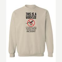 This Is a Velociraptor-Free Workplace — Crewneck Sweatshirt / Sand