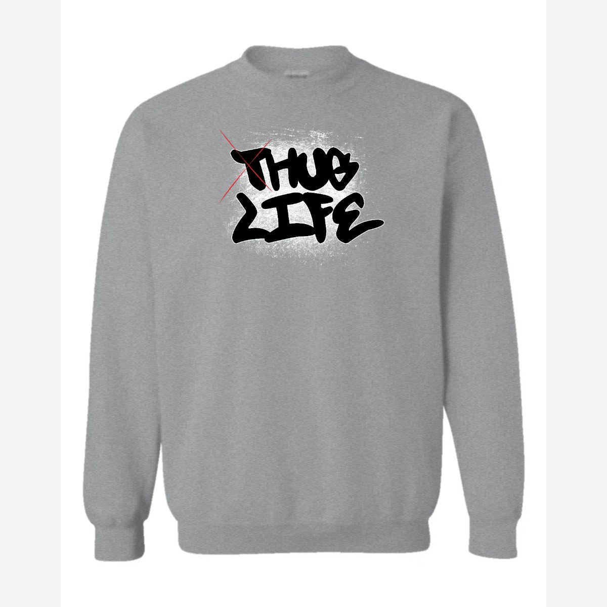 Thug Life → Hug Life — Crewneck Sweatshirt / Sport Grey