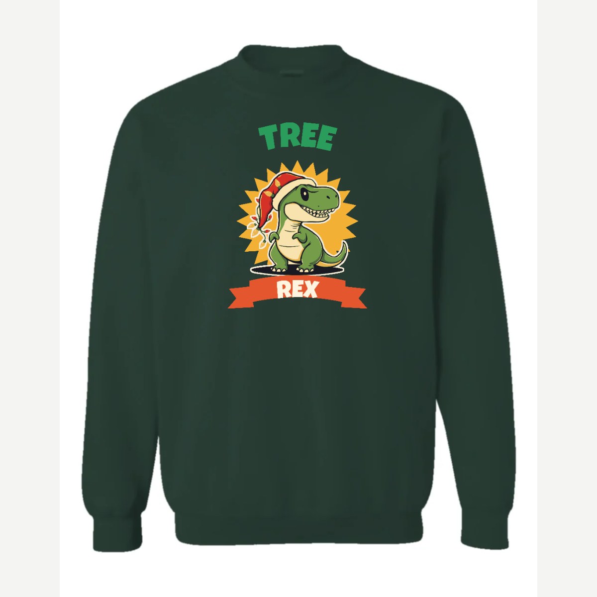 Tree Rex — Crewneck Sweatshirt / Forest Green