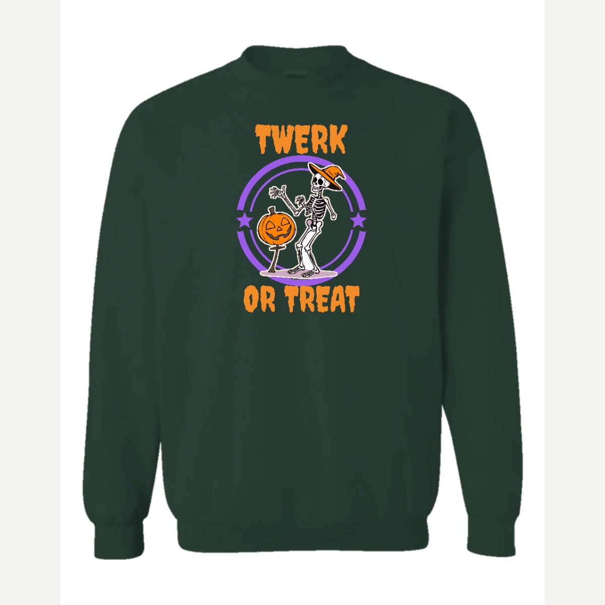 Twerk or Treat — Crewneck Sweatshirt / Forest Green