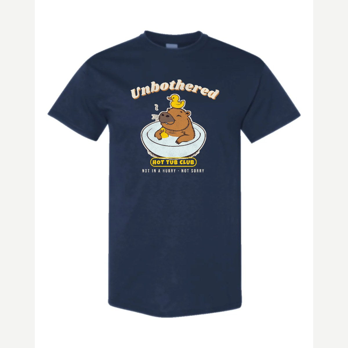 Unbothered Capybara Hot Tub Club — Classic Tee / Navy