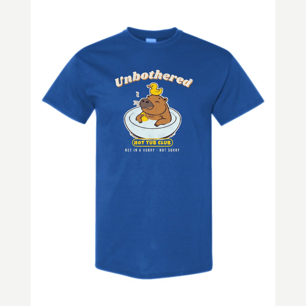 Unbothered Capybara Hot Tub Club — Classic Tee / Royal