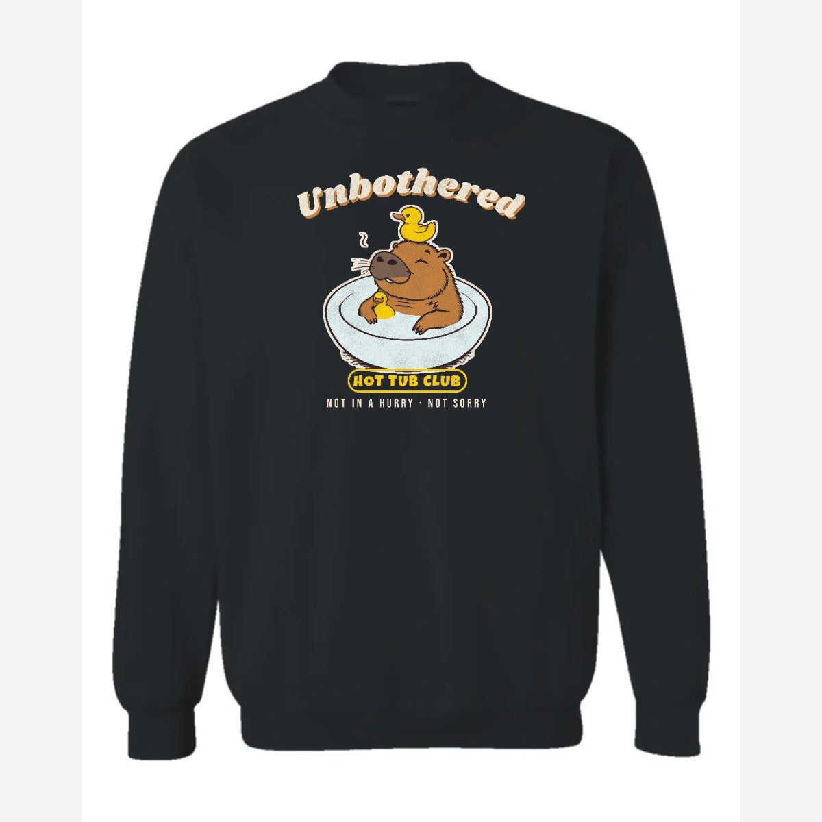 Unbothered Capybara Hot Tub Club — Crewneck Sweatshirt / Black