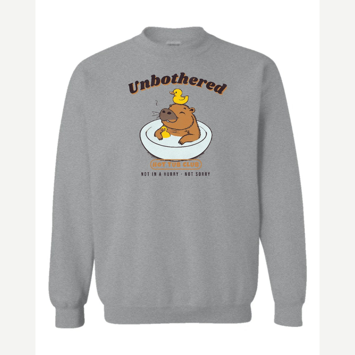 Unbothered Capybara Hot Tub Club — Crewneck Sweatshirt / Sport Grey