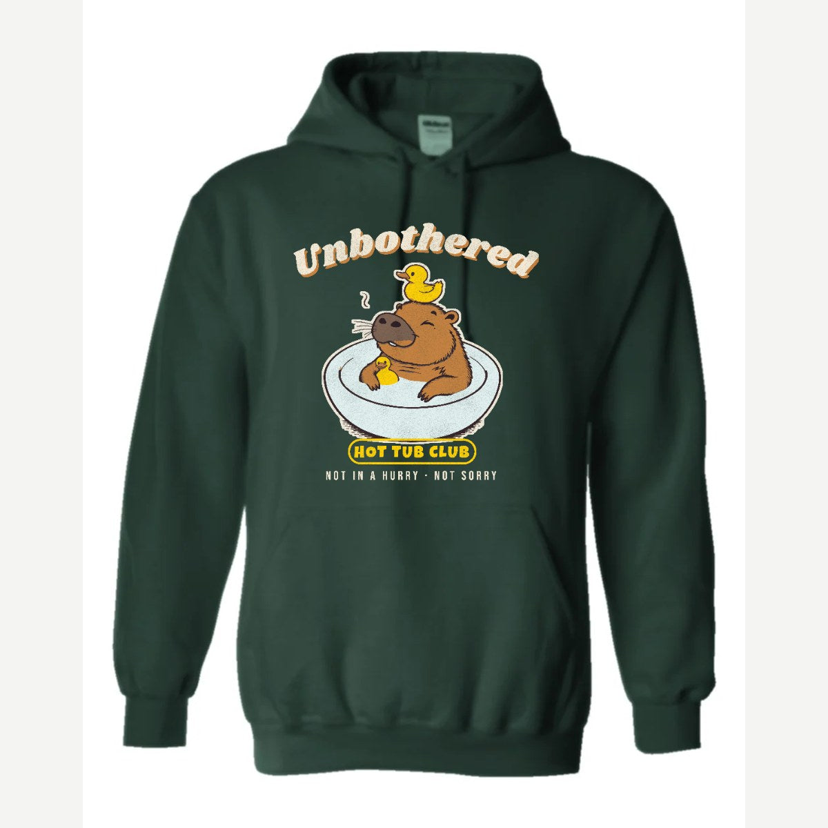 Unbothered Capybara Hot Tub Club — Hoodie / Forest Green