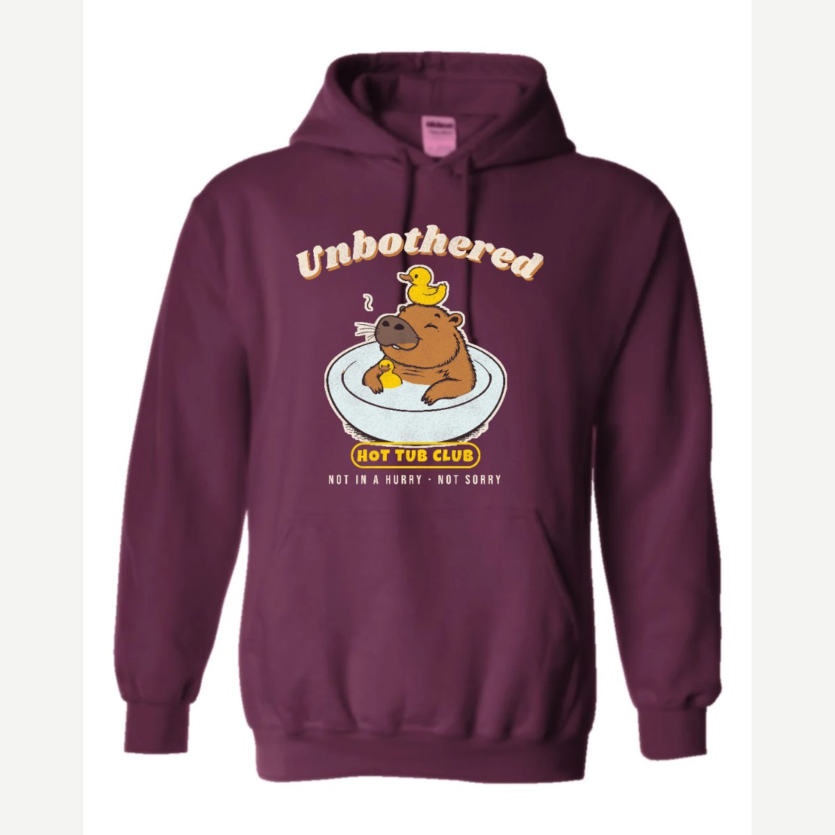 Unbothered Capybara Hot Tub Club — Hoodie / Maroon