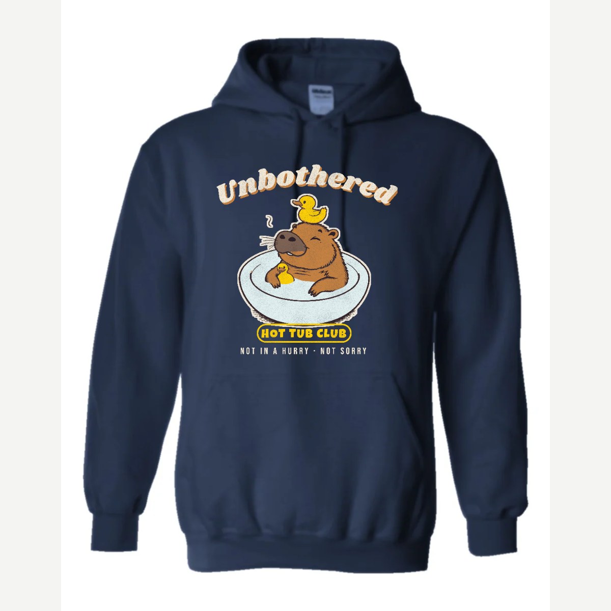 Unbothered Capybara Hot Tub Club — Hoodie / Navy