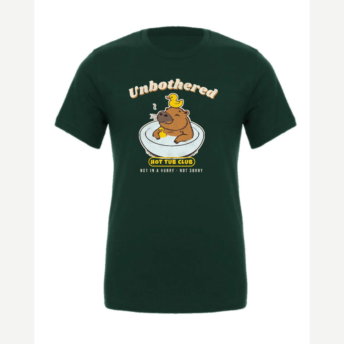 Unbothered Capybara Hot Tub Club — Premium Tee / Forest