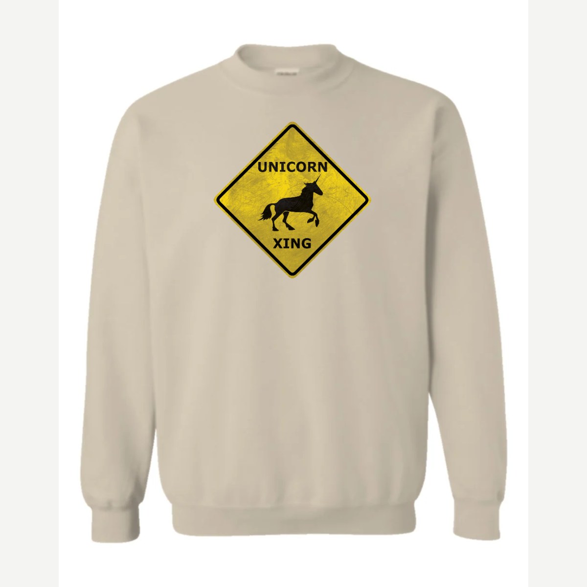 Unicorn Crossing — Crewneck Sweatshirt / Sand
