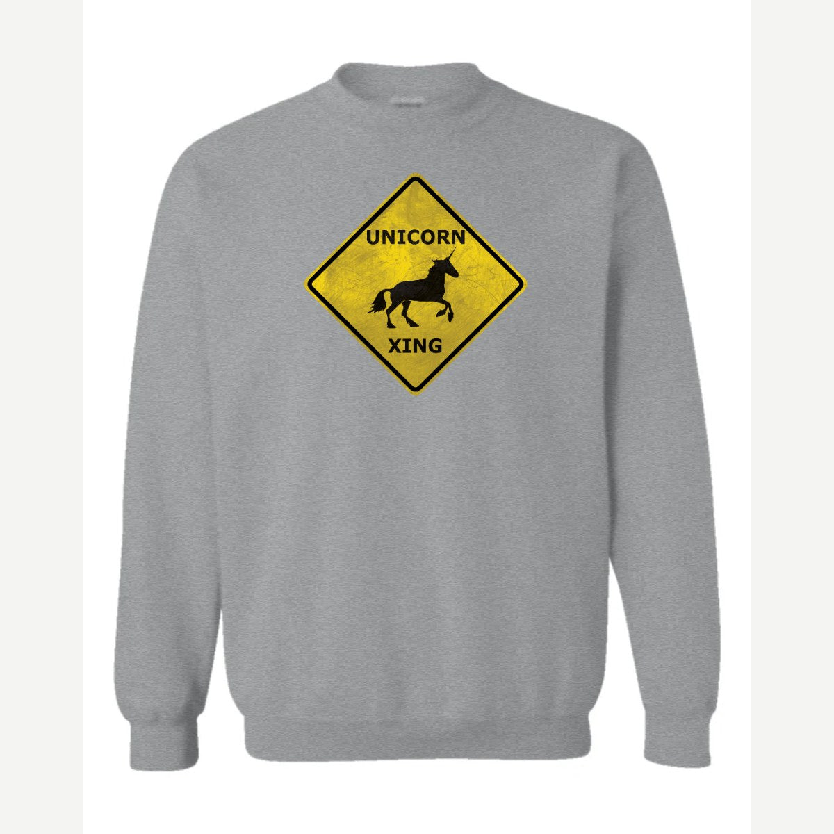 Unicorn Crossing — Crewneck Sweatshirt / Sport Grey