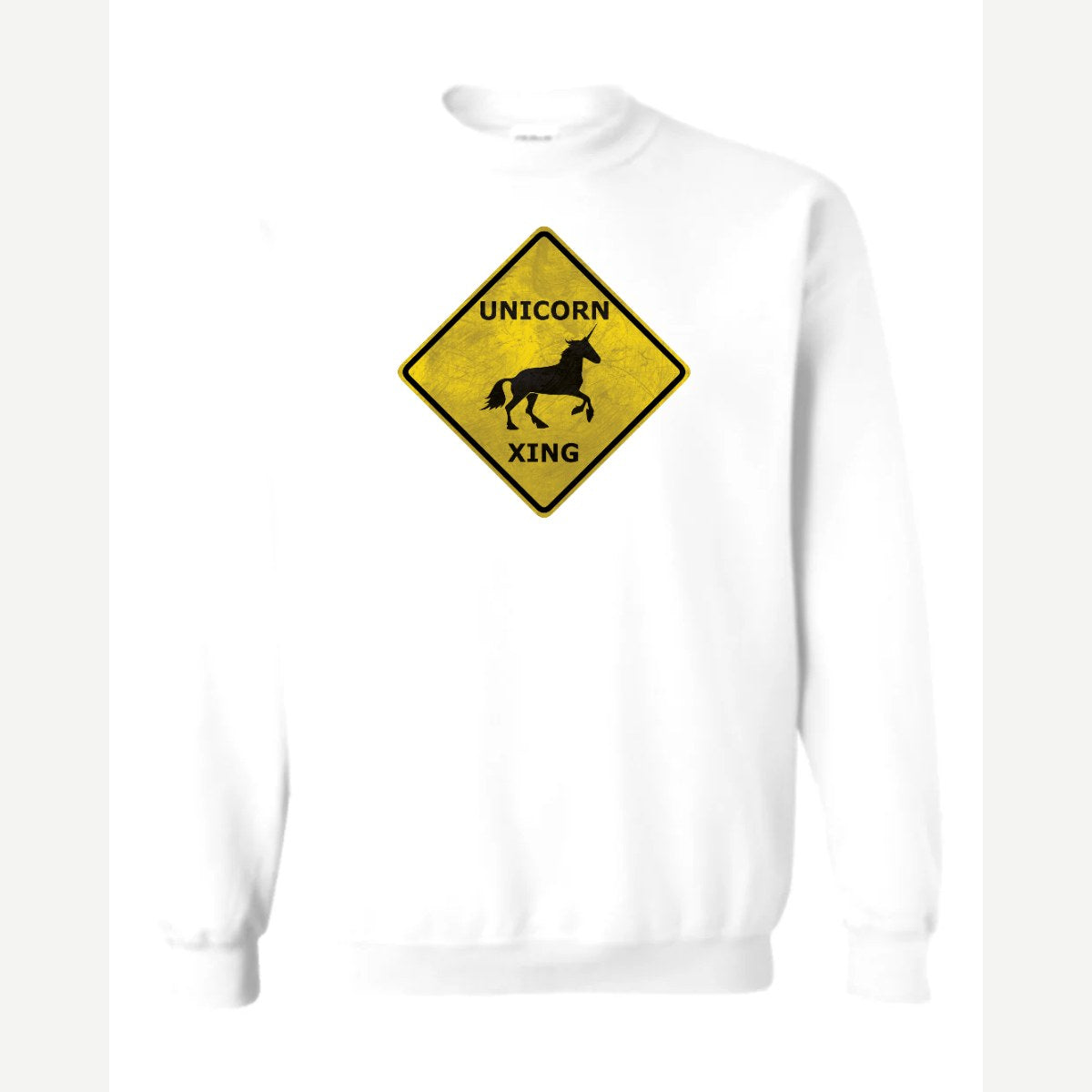 Unicorn Crossing — Crewneck Sweatshirt / White