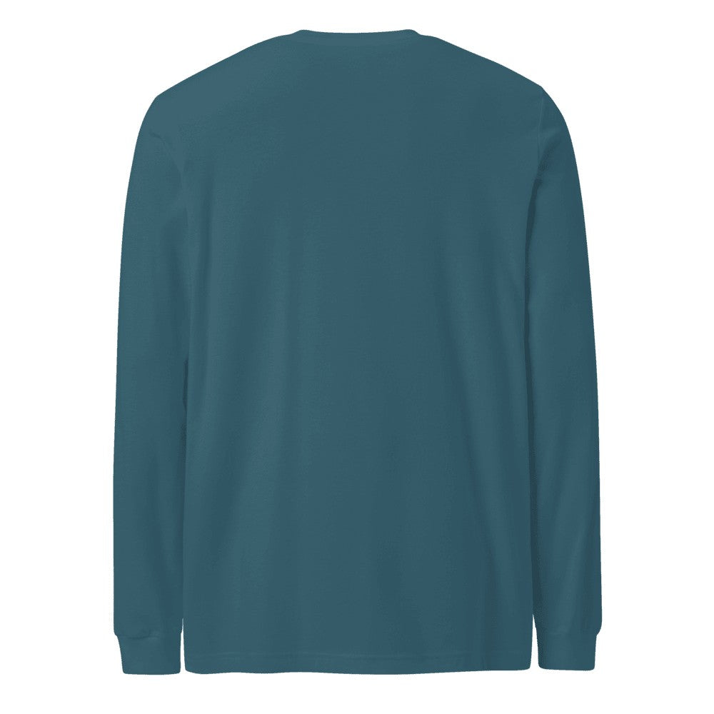 Unisex Long Sleeve Tee - Heather Deep Teal (back)