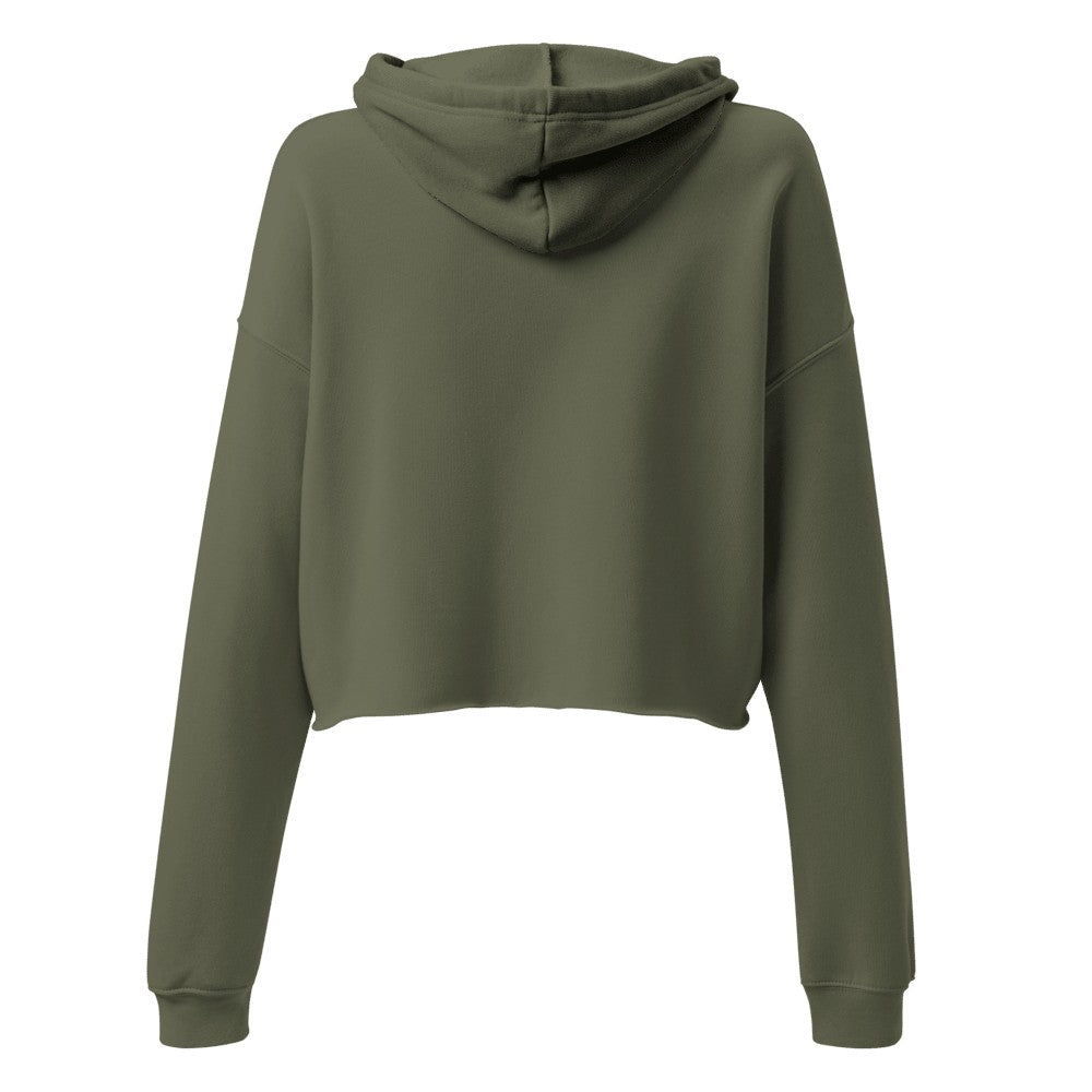 Women's Custom Cropped Hoodie (Bella+Canvas 7502) - Military Green (back)