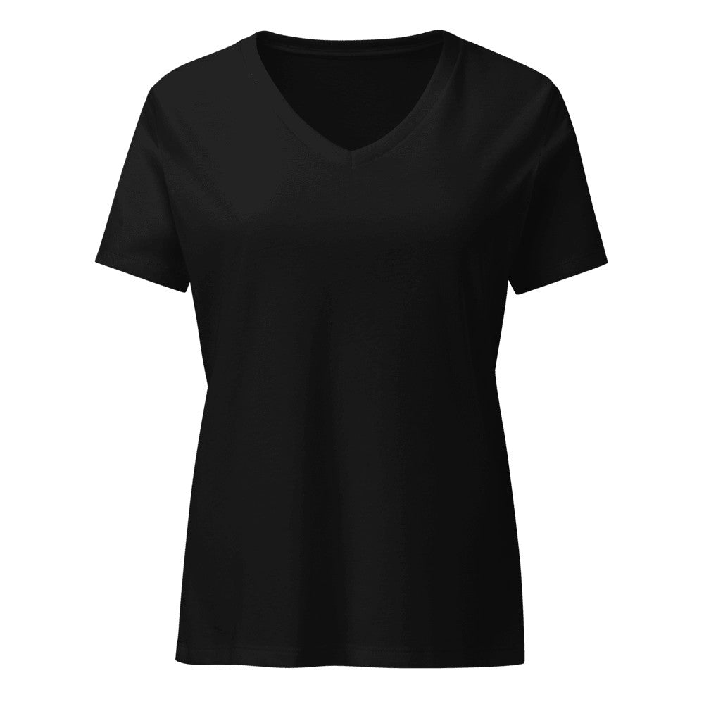 Women's Relaxed Custom V-Neck (Bella+Canvas 6405CVC) - Solid Black Blend